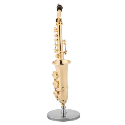 Maxmartt Miniature Alto Saxophone with Stand and Case Gold Plated Mini Musical Instrument Saxophone Replica Collectible Figurines Model Birthday Gifts Home Decoration Display Ornament