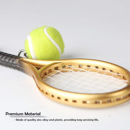 AUHOKY 18/6Pcs Mini Tennis Racket Keychain Key Ring, Fashionable Alloy Tennis Ball Split Ring for Sport Lovers Team(6 Colors)