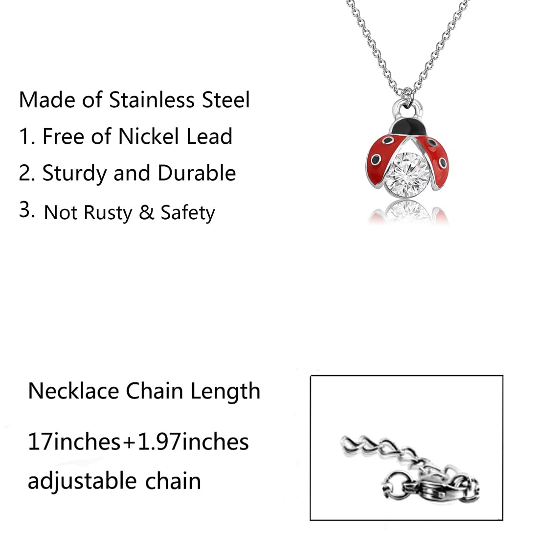 FUSTMW Ladybug Pendant Necklace Ladybug Gifts Jewelry Ladybug Necklace Charm Inspirational Gifts for Women