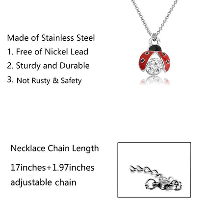 FUSTMW Ladybug Pendant Necklace Ladybug Gifts Jewelry Ladybug Necklace Charm Inspirational Gifts for Women