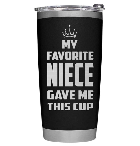 Gifts for Uncle on Fathers Day, Aunt from Niece - Uncle Tumbler - Gifts for Fathers Day, Christmas, Birthday - Funy Insulated Stainless Steel Tumbler 20oz, Black