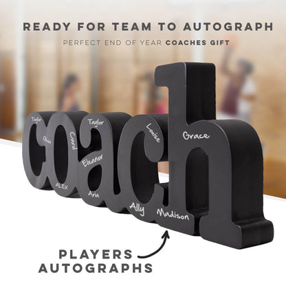 ChalkTalkSPORTS Coach Gift - Autograph Ready Coach Wood Word Sign with Pen - Handcrafted Ready to Sign Team Gift