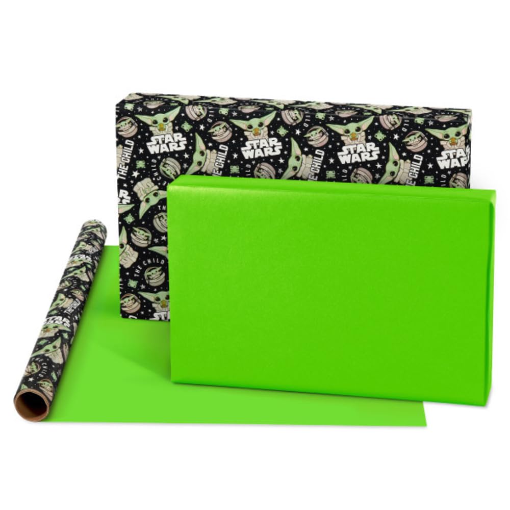 American Greetings Star Wars Mandalorian Wrapping Paper, The Child/Baby Yoda (1 Roll, 75 sq. ft.)