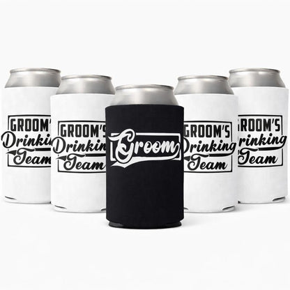 Groom and Groomsmen Can Coolers – Groom’s Drinking Team Beer Can Coolers for Bachelor Party and Wedding Gifts
