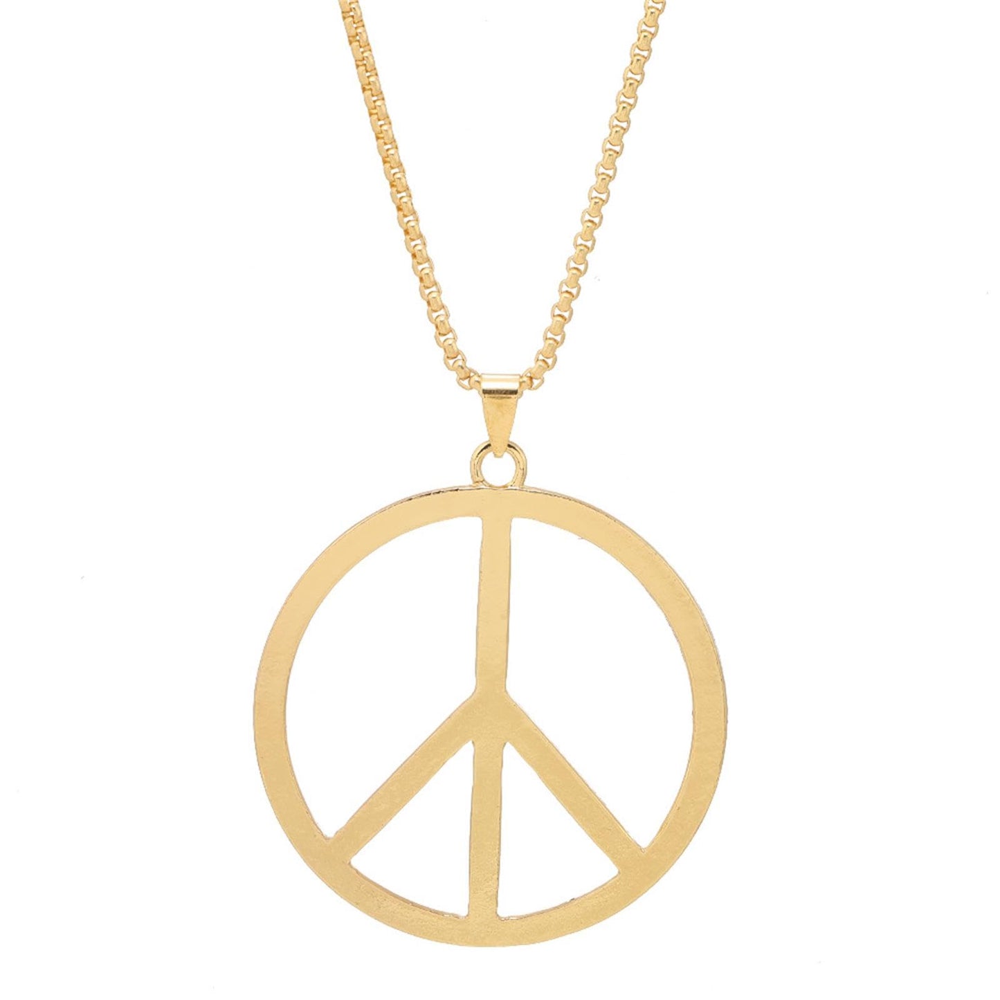 Metal Peace Sign Pendant Necklace Hippie 1960s 1970s Necklace for Dressing Party Accessories