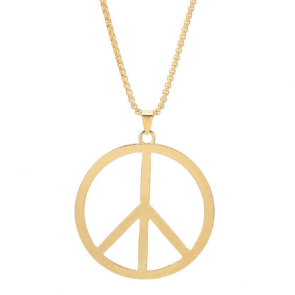 Metal Peace Sign Pendant Necklace Hippie 1960s 1970s Necklace for Dressing Party Accessories