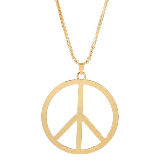 Metal Peace Sign Pendant Necklace Hippie 1960s 1970s Necklace for Dressing Party Accessories