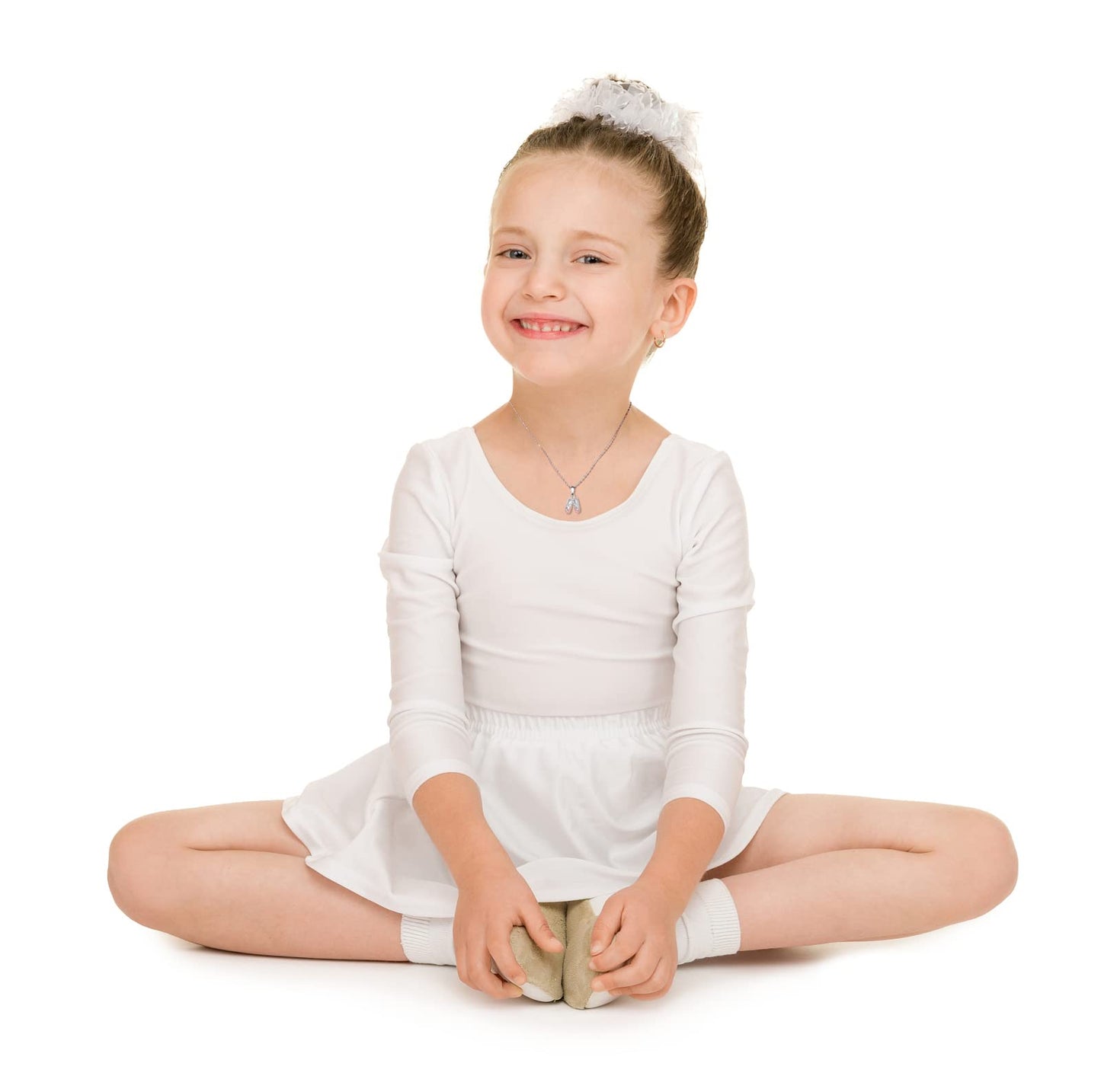925 Sterling Silver Dance Recital Gifts for Girls Ballerina Necklace Jewelry Cubic Zirconia Ballet Slippers Shoes Necklace for Women Teen Little Girl & Dancer 18"