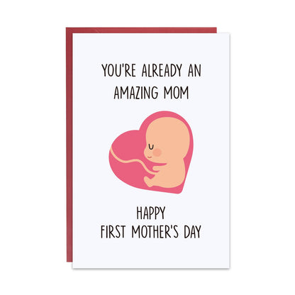 Ithmahco Cute First Mother’s Day Card, Expecting Mothers Day Card, Mothers Day Gift from Pregnant Wife, Happy Mothers Day from the Bump， First Mothers Day Gifts For New Mom Expecting Mom