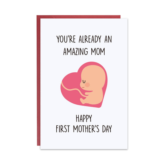 Ithmahco Cute First Mother’s Day Card, Expecting Mothers Day Card, Mothers Day Gift from Pregnant Wife, Happy Mothers Day from the Bump， First Mothers Day Gifts For New Mom Expecting Mom