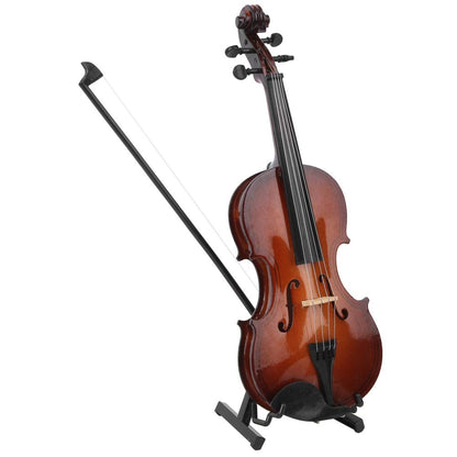 Hand Made Wooden Mini Violin, 7.9in Mini Musical Instrument Model Ornaments With Gift Box - Small Violin Toy for Home Decoration