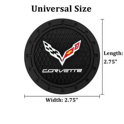Car Cup Holder Coaster for Corvette Series Recessed Silicone Non Slip Car Interior Accessories Drink Car Coaster 2PC Black