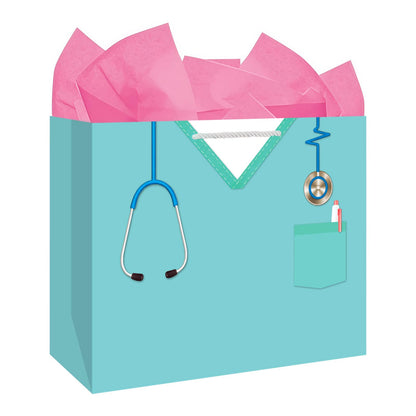 BDDYYI Nurse Graduation Gift Bag with Tissue Paper, 13 Inch Large Congrats Gift Bag for New Nurses, Nursing Students & RN Gift Bag Pinning Ceremony Nurses Week & Healthcare Appreciation Gifts