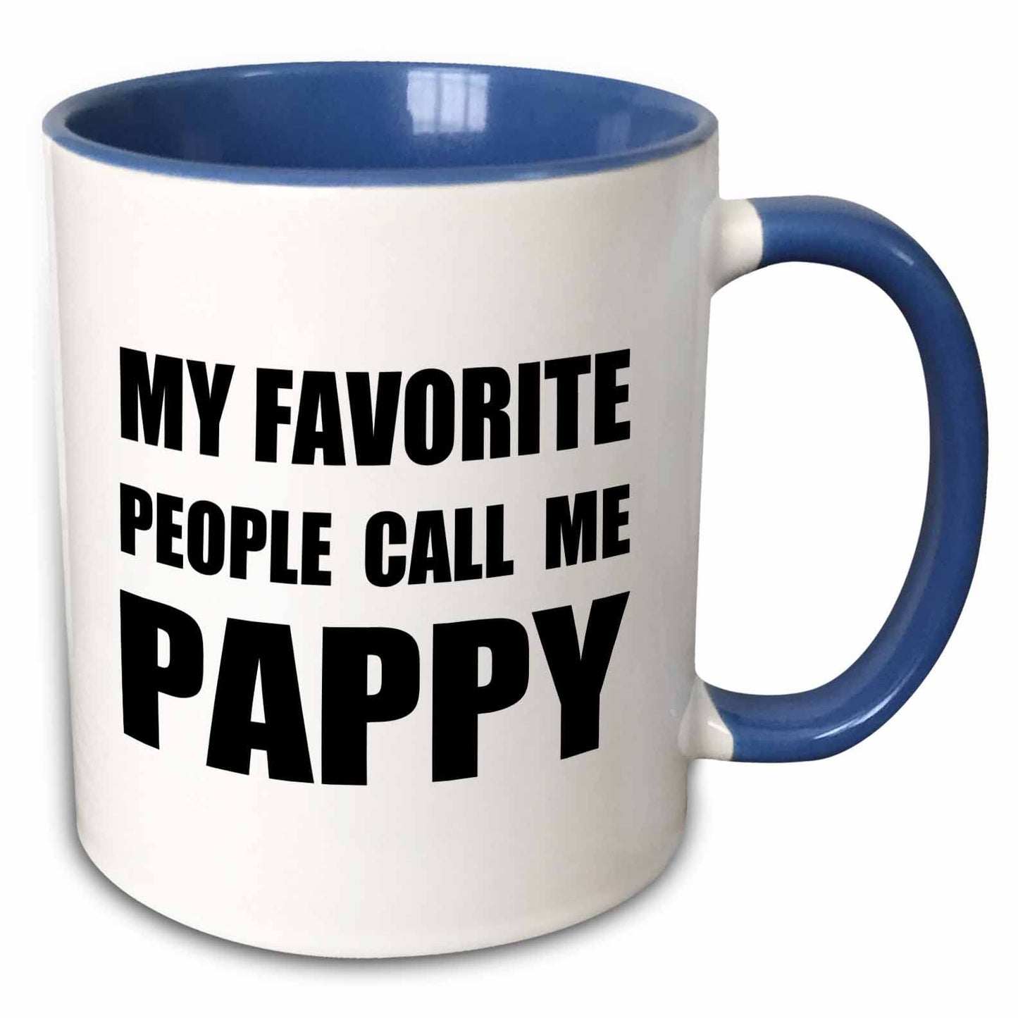3dRose "My Favorite People Call Me Pappy - Fun Black Text Design For Grandpa" Mug, 11 oz, Black/Blue