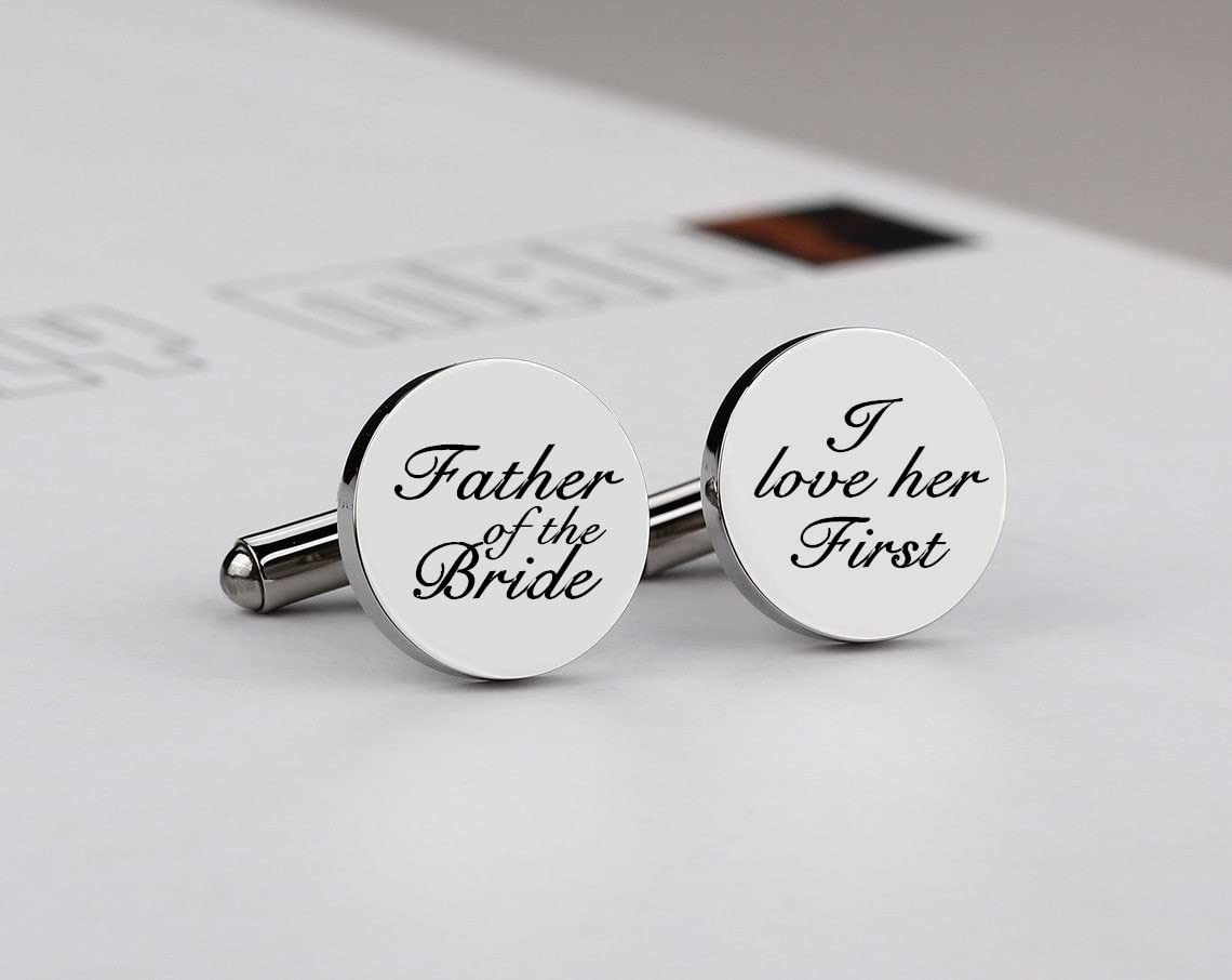 Kooer Custom Personalized Cufflinks & Tie Clip Set Wedding Jewelry Cufflinks Engraved Gifts for Men