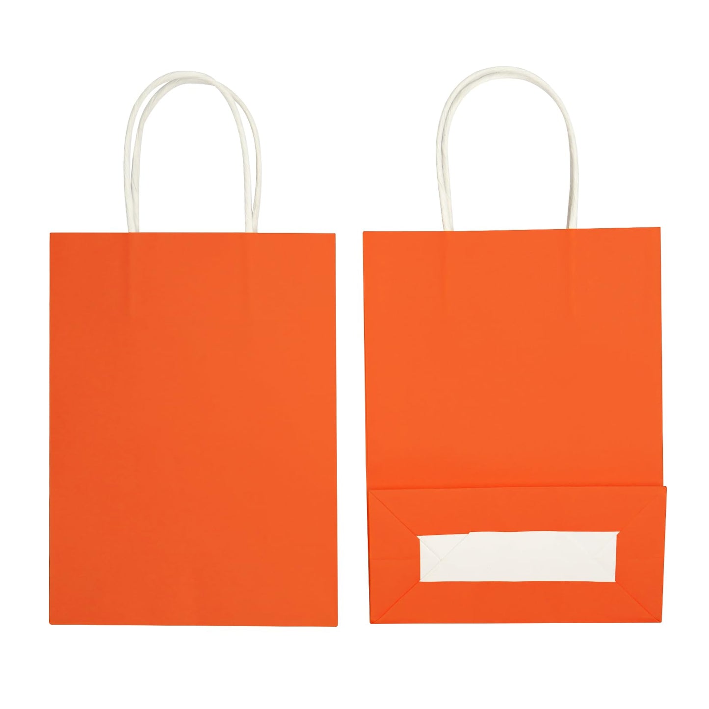 YADIAN 20 Piece Kraft Paper Gift Bags, Orange, Bulk with Handles - Goodies & Party Favor Bags for Christmas, Birthday, Crafts, Wedding & More - 8.6'' x 6.3'' x 3.15''