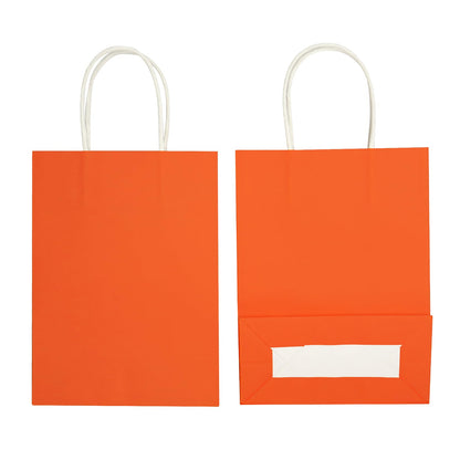 YADIAN 20 Piece Kraft Paper Gift Bags, Orange, Bulk with Handles - Goodies & Party Favor Bags for Christmas, Birthday, Crafts, Wedding & More - 8.6'' x 6.3'' x 3.15''