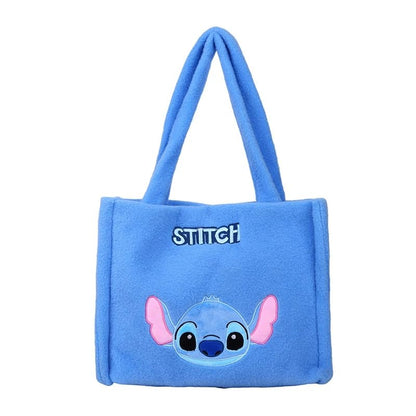 Stitch Plush Tote Bag, for Women Teens Cute Travel Accessories With Zipped Make Up Bag Cosmetics Storage Gifts for Her，Blue, With Shoulder Straps