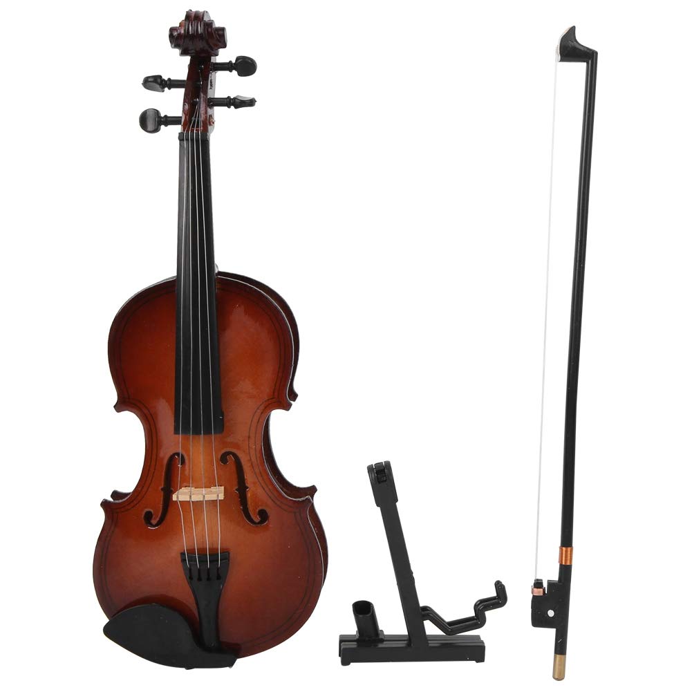 Hand Made Wooden Mini Violin, 7.9in Mini Musical Instrument Model Ornaments With Gift Box - Small Violin Toy for Home Decoration