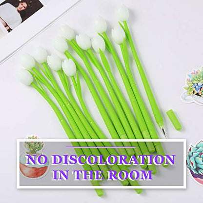 Zonon 12 Pieces Color Changing Flower Tulip Fun Ballpoint Pens 0.5 mm Novelty Creative Gel Ink Roller Pen for Office Classroom Spring Summer Teacher Women Gift Filler Pretty Pink Party Favors
