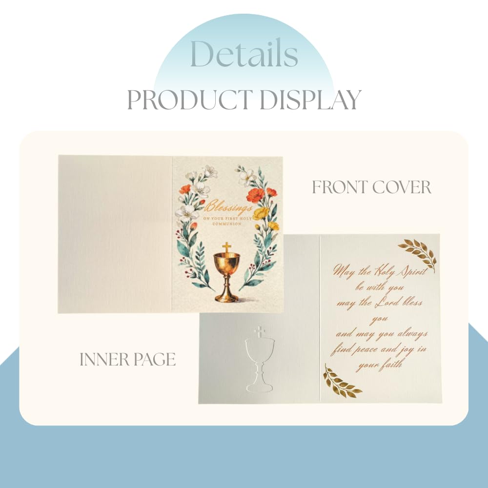 Noyi Traxd Large Blue Baptism Gift Bag - 10" x 5" x 11.8", with Cross Design, First Communion Card and Tissue Paper for Baby Boy Baptisms, Christenings and First Communions Religious Occasion