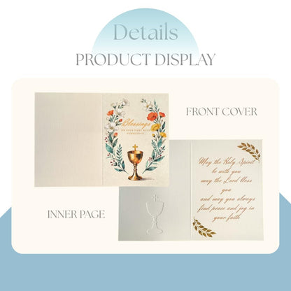 Noyi Traxd Large Blue Baptism Gift Bag - 10" x 5" x 11.8", with Cross Design, First Communion Card and Tissue Paper for Baby Boy Baptisms, Christenings and First Communions Religious Occasion