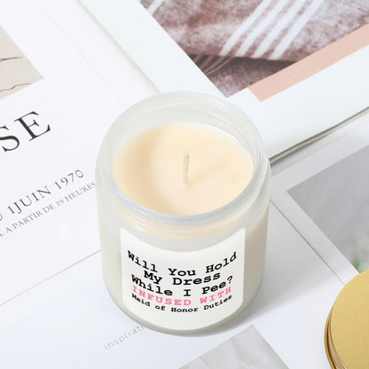 LAMIVEENLA Maid of Honor Gifts Scented Candle Lavender - Bridesmaid Proposal Gift Matron of Honor Proposal Gifts Bridesmaid Gift Soy Candle 4oz