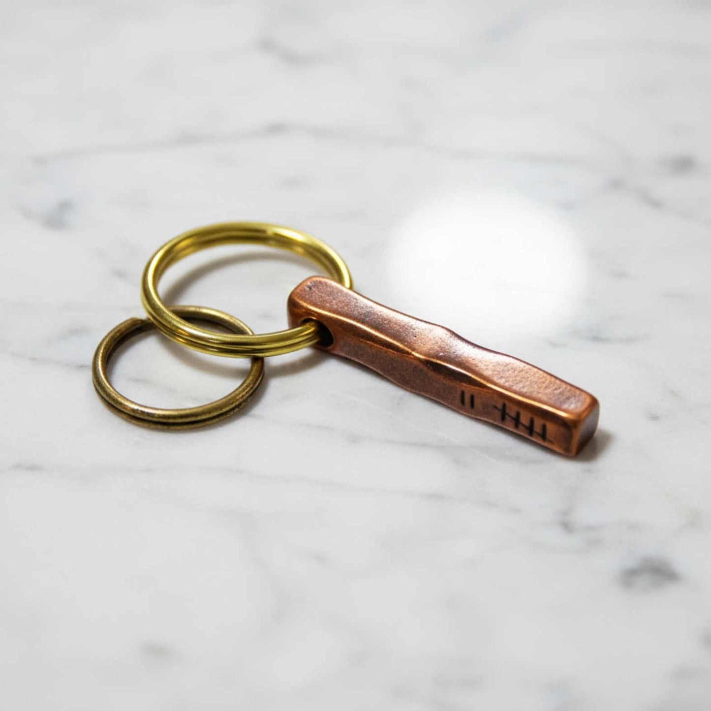 Copper Anniversary Keychain – 7th Gift for Him or Her, Brass with Copper Finish Minimalist Keychain for Couples