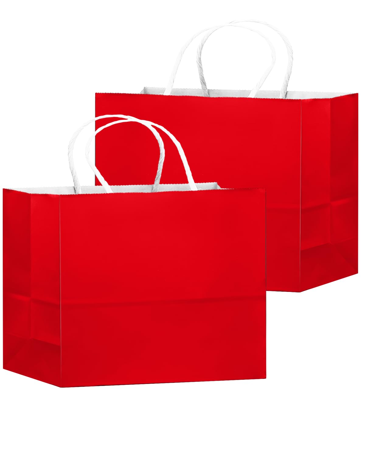 qiqee 100PCS Large Gift Bag with Handles Bulk 13"x4.5"x10" Gift Bags Red Multiple Uses (32x11x25cm,Wide Large)