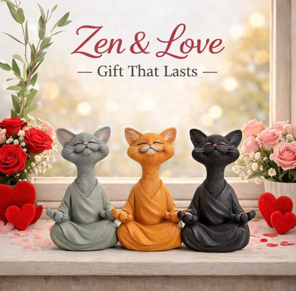 JFSM INC. 5" Whimsical Happy Cat Buddha Figurine – Zen-Inspired Resin Cat Statue – Meditating Animal Sculpture for Mindful Home or Office Decor – Peaceful Gift for Cat Lovers and Yoga Fans