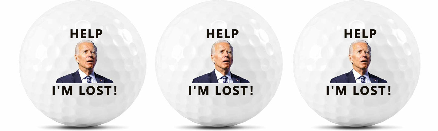 3 Pack Biden Golf Balls Funny Confused Joe Biden Help I'm Lost Cute Novelty Golf Balls Gifts