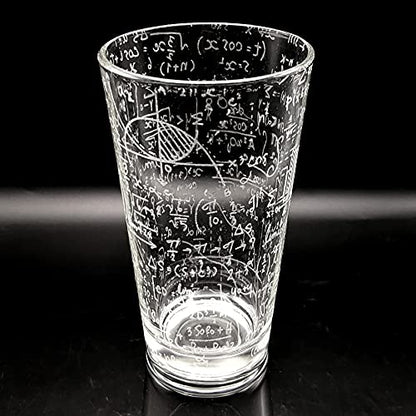 MATH EQUATIONS Engraved Pint Glass | Great Gift for Geeks, Nerds, Teachers and Students | Unique STEM and Mathematics Algebra Calculus Geometry Trigonometry Beer Decor