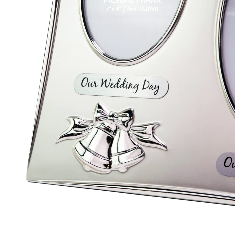 Haysom Interiors Traditional Two Tone Silver Plated 25th Silver Anniversary Double Picture Frame by Happy Homewares