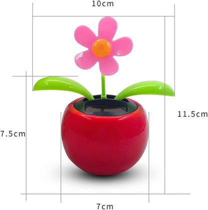Red Seven-Starred Ladybug Solar Dancing Car Dashboard Decorations, Funny Solar Powered Dancing Flower Pot Car Ornaments Flower Swinging Toy for Car Decor, Funny Gifts for Friends Solar Power Kits