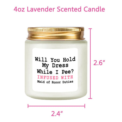 LAMIVEENLA Maid of Honor Gifts Scented Candle Lavender - Bridesmaid Proposal Gift Matron of Honor Proposal Gifts Bridesmaid Gift Soy Candle 4oz