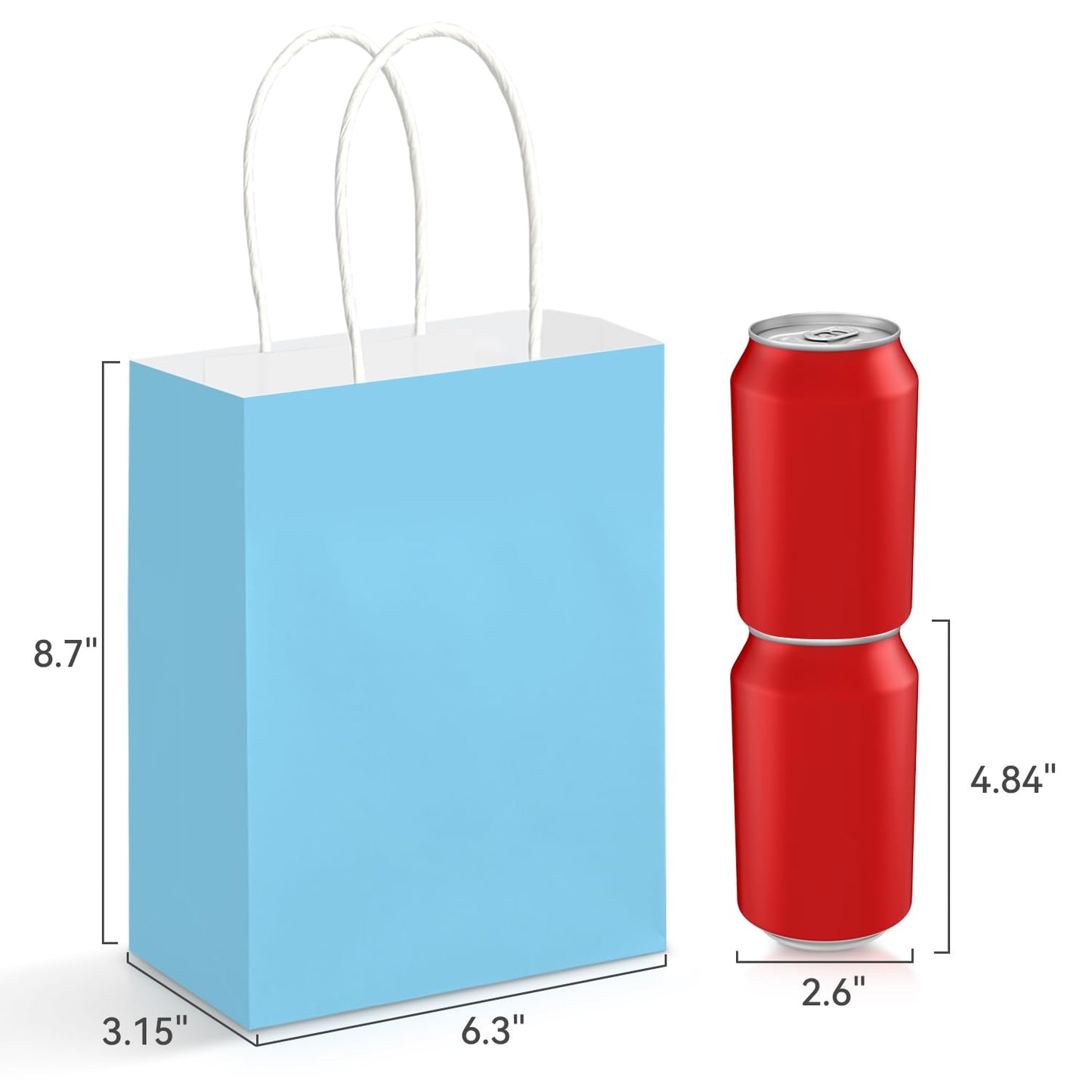Brothersbox 32Pcs Small Paper Gift Bags with Handles 6.3"x3.15"x8.7", 8 Colors Rainbow Kraft Paper Goodie Bags Bulk, Party Favor Bag for Kids Birthday, Celebrations, Retail, Crafts, Wedding