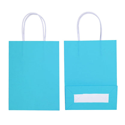 YADIAN 12 Pieces Kraft Paper Party Favor Gift Bags with Handle, Blue Gift Bags Small Size for Halloween, Christmas, Birthday, Wedding and Party Celebrations