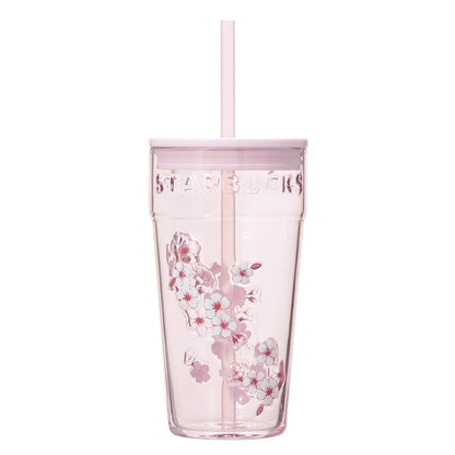 Starbucks SAKURA 2026 Glass Tumbler, Pink, 473ml, with Straw