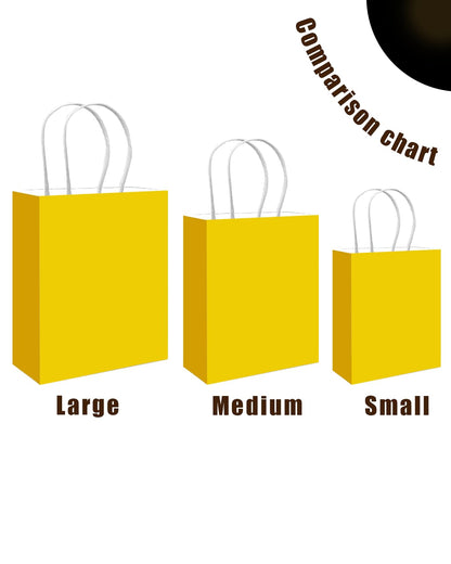 qiqee 100PCS Gift Bag with Handles Bulk Bright Yellow Paper Bags Assorted Sizes(33pcs Large 13",33pcs Medium 11",34pcs Small 8")
