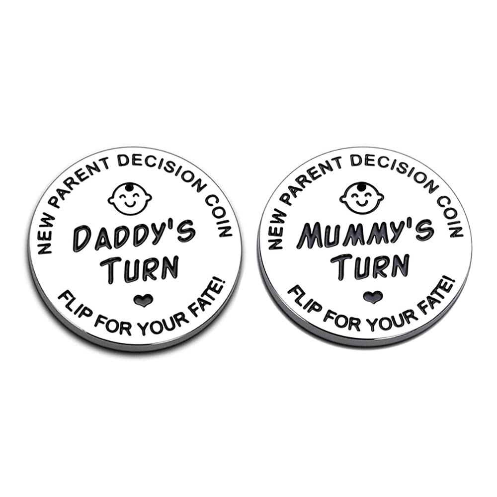 New Dad Mom Gifts Funny Decision Making Coin, New Parent Mummy Daddy Pregnancy Women First Time to be Moms Dads Mother's Day Father's Day Gifts Double Sided
