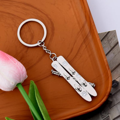 Ski Themed Gifts for Women Men Daughter Son Friends Christmas Gifts for Husband Wife Snowboarding Keychain Snowflake