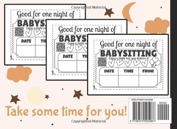 Babysitting Coupons: 50 Vouchers for Parents, Mom and Dad | Gift Idea from Grandparents, Grandma, Grandpa, Aunt, or Uncle