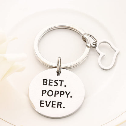 HUTIMY Poppy Gifts Keychain for Men - Poppy Charm Merch - Worlds Best Pappy Stuff Present