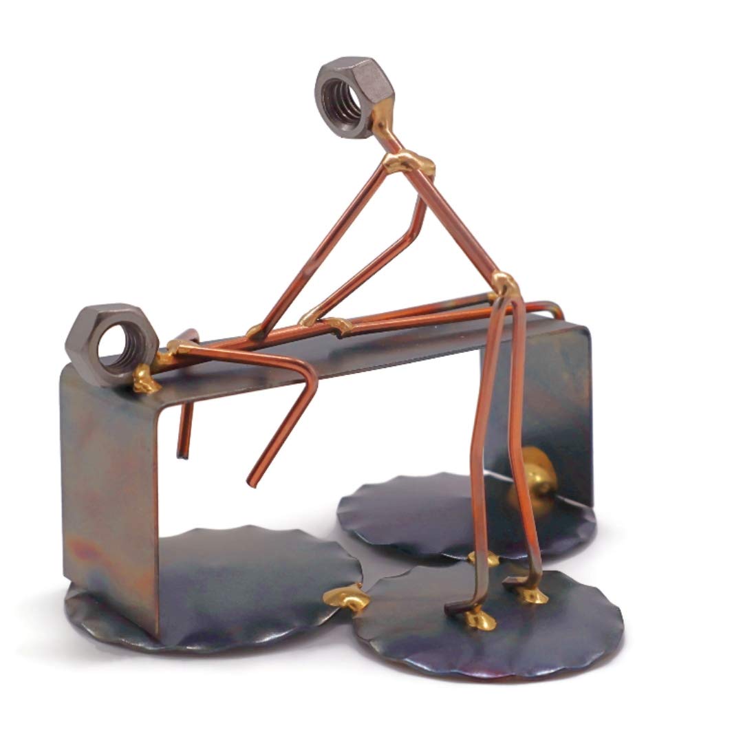 Massage Therapist - Handmade Metal Figurine - Hand Welded Metal Art and Recycled Metal Sculptures - Unique Desk Accessories, Medical Office Decor, & Massage Therapist Gifts