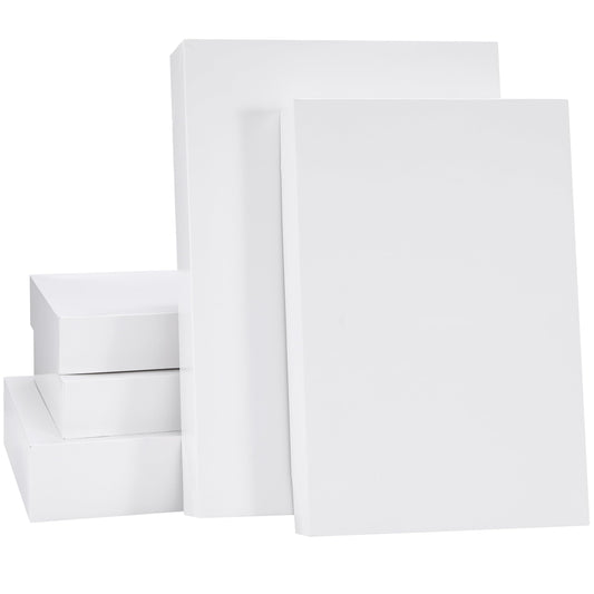 SUNCOLOR 5 Pack White Gift Boxes with Lids, Assorted Sizes(3 Boxes 14", 2 Boxes 16") Strong Cardboard Shirt Boxes for Christmas, Birthdays, Weddings & Presents