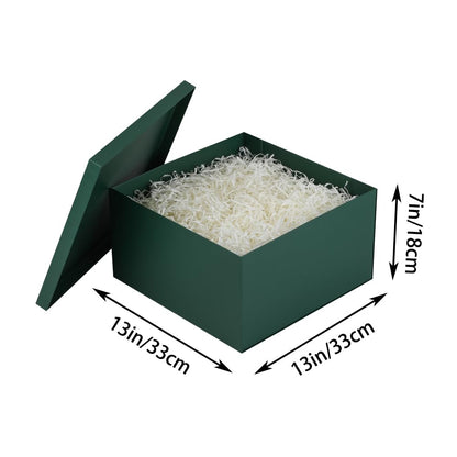 UoeRing 1Pcs Green Extra Large gift box with lids 13×13×7 Inches gift boxes for presents,Birthday Box (include Ribbon, Paper Shred Filler Gift Card & Envelopes)