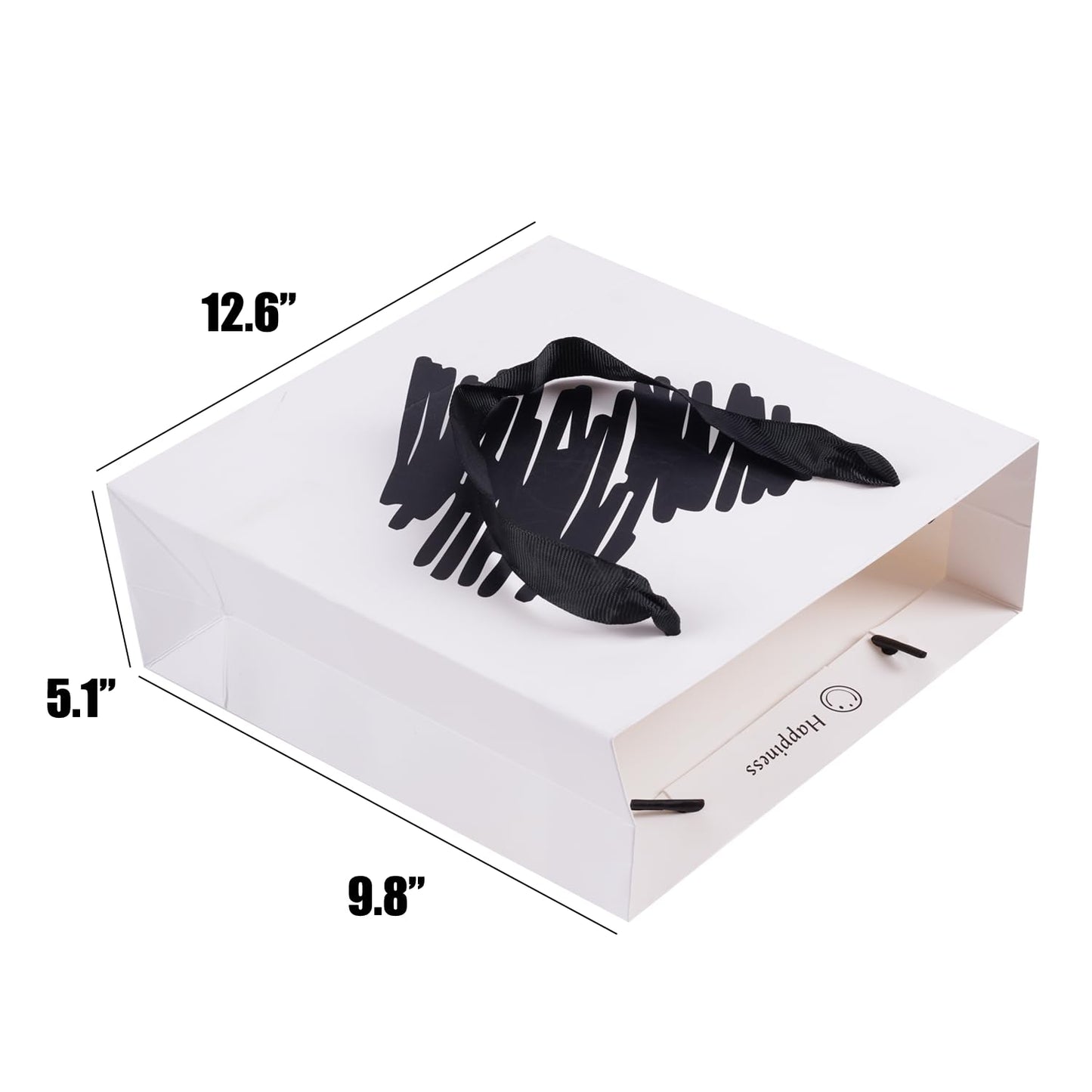 ysmile Large Gift Bag with Tissue Paper for Girl Women Mother Boy Father Birthday Anniversary Valentine 12.6" - White Black Heart