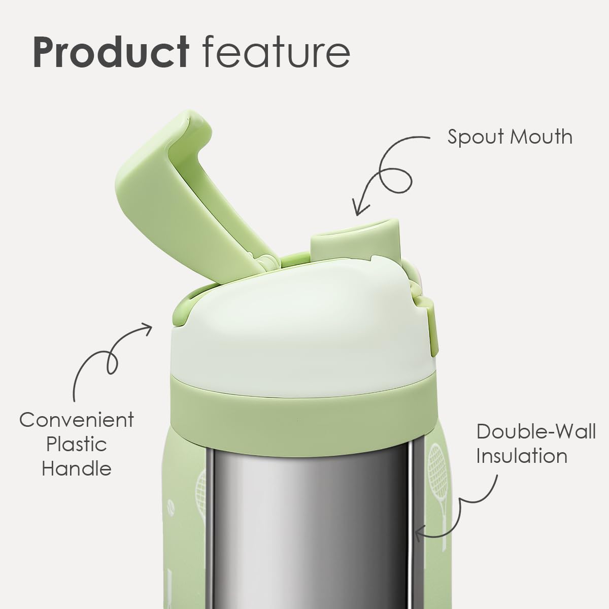 Tennis Insulated Stainless Steel Water Bottle with Straw for Sports and Travel, 32oz, Gifts for Tennis Lover Women Girls Friends Teens Birthday Christmas