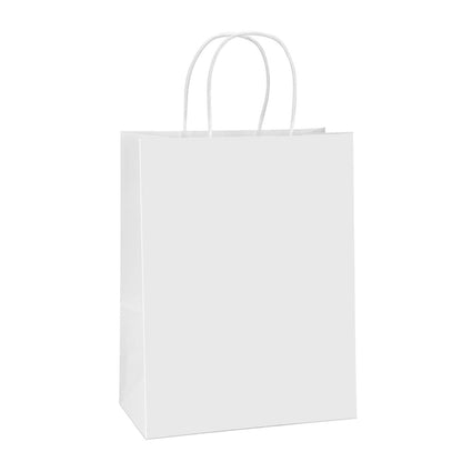 BagDream Paper Shopping Bags 10x5x13 100Pcs White Kraft Gift Bags with Handles Bulk, for Shopping, Merchandise, Retail, Party Favor, Gifts, Take-out, Recyclable Paper Sacks