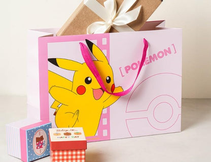 Pikachu 2Count Large Gift Bags for Birthday, Christmas, 14.1 x 10.2 x 5.5inches (Yellow2)